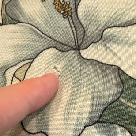 Vintage Tommy Bahama Cream and Green Floral Polo Shirt 100% Cotton Medium - Picture 5 of 6